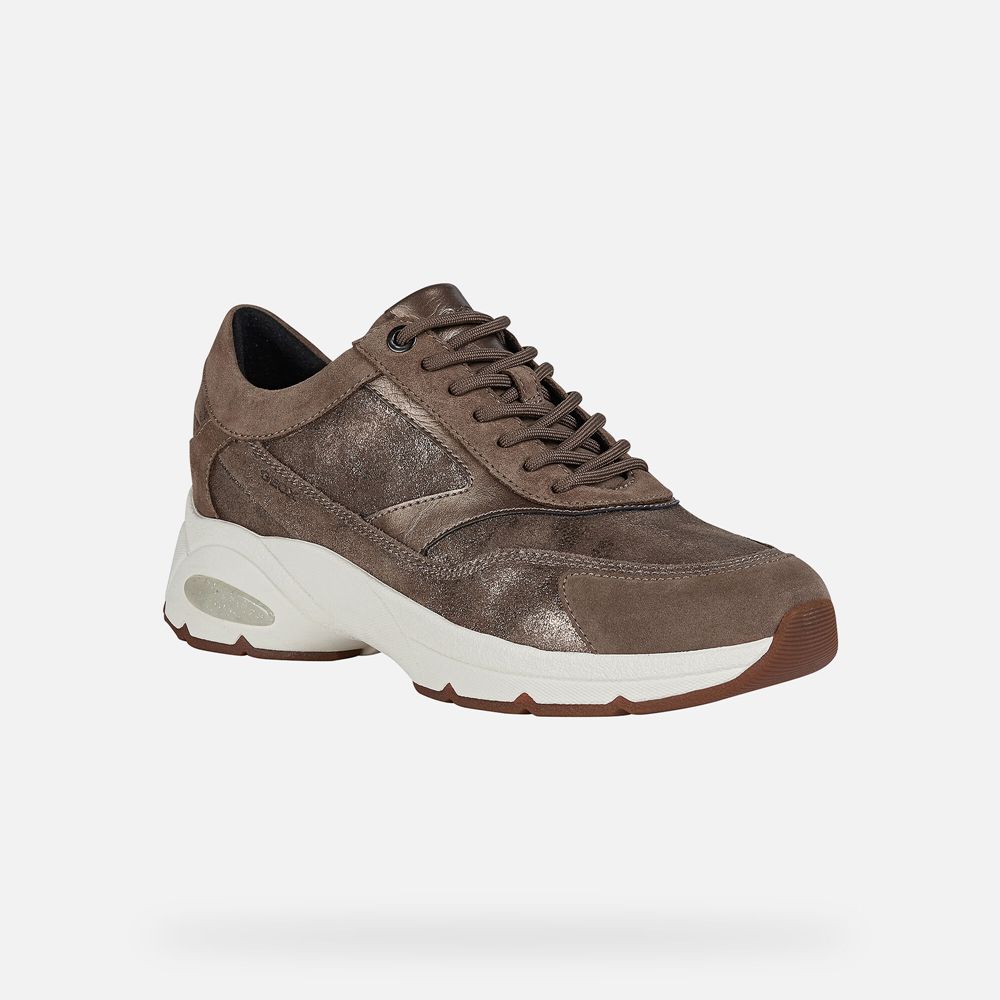 Geox Bayan Spor Ayakkabı Koyu Bej Rengi - Alhour - SAN-894561